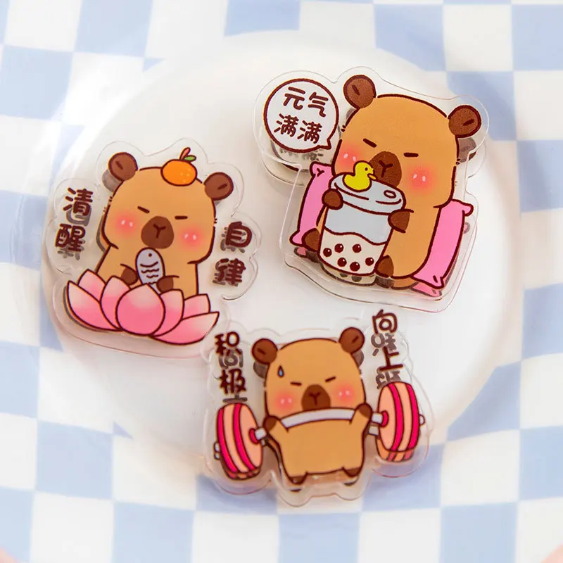 크리에이티브 카피바라 아크릴 클립, 귀여운 사진 공예, DIY 장식 노트, 편지 종이 클립, 사무실 학교 용품, 36 개/로트