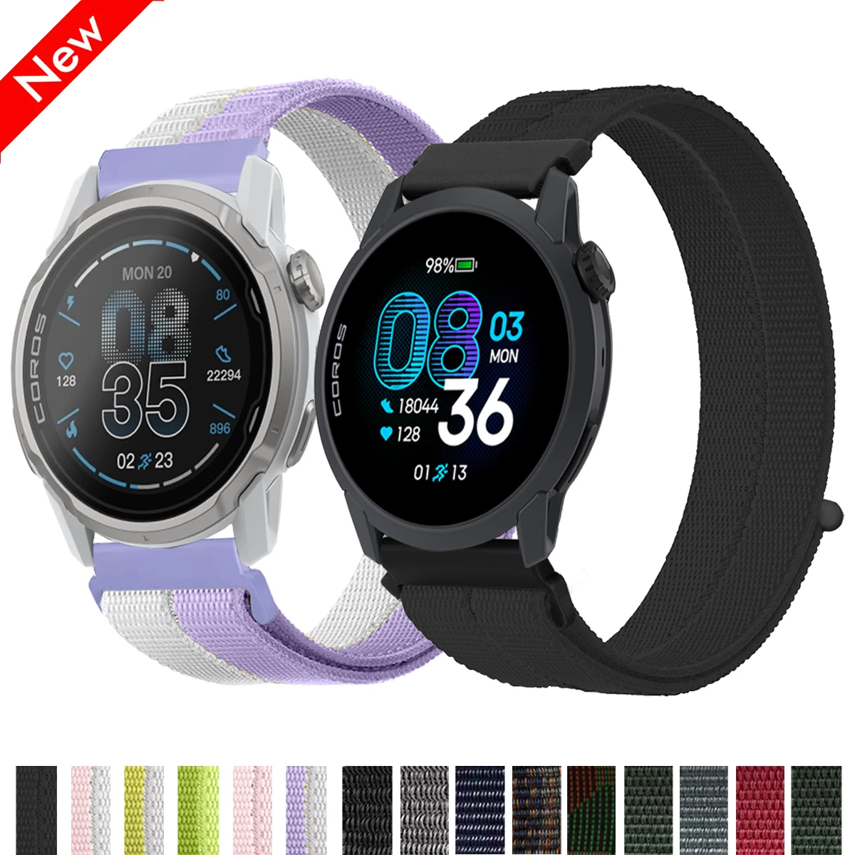 Enhanced Sports Nylon Loop Strap - 22/20mm Band - Universal Fit Wristband Bracelet Correa