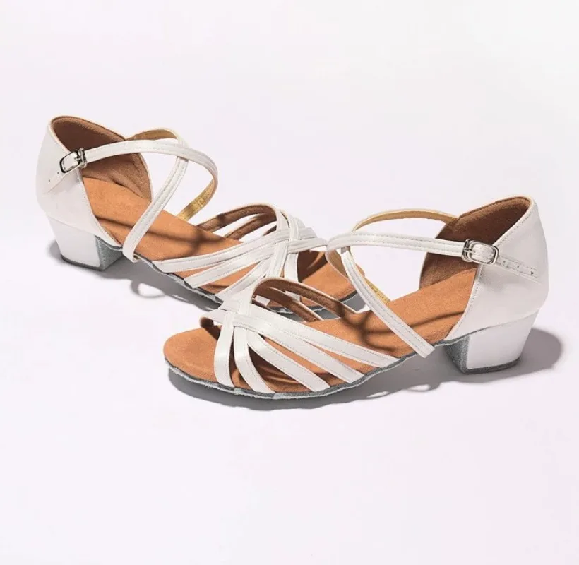 Girls Latin Dance Shoes Low Heel Soft Sole Beginner Kids Ballroom Practice Training Stage Girls Performance Dancing Footwear - 2