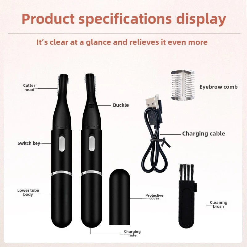 Electric Eyebrow Trimmer USB Charging Electric Face Eyebrow Hair Trimmer Mini Portable Women Body Shaver Remover care Portable eyebrow trimmer set eyebrow trimmer blade eyebrow trimmer hair remover hair shaver face shaver facial hair remover