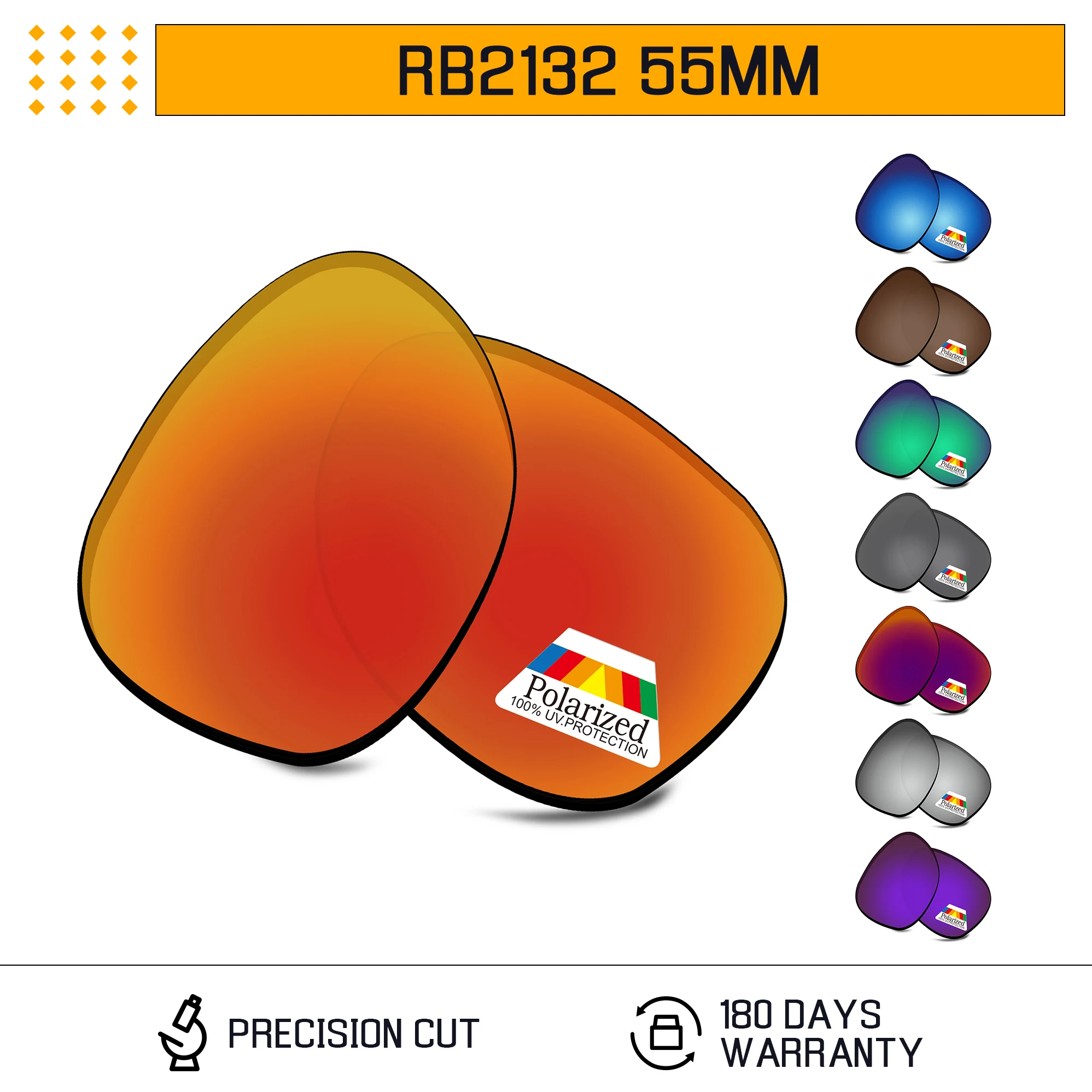 Lenti Di Ricambio Polarizzate Bwake Per Montatura Per Occhiali Da Sole Rayban Wayfarer Rb2132-55-Opzioni Multiple