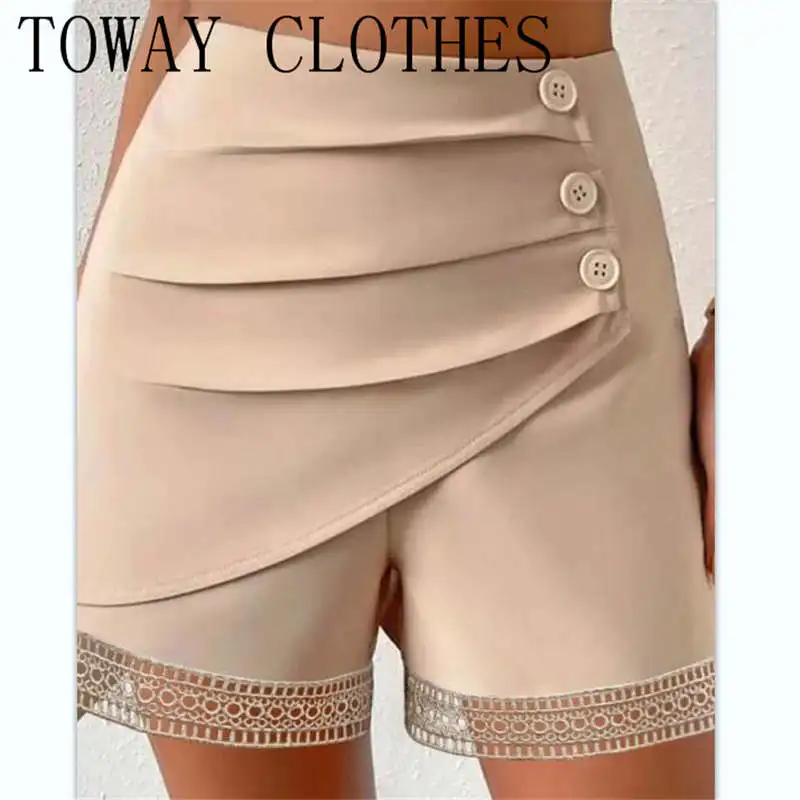 

Shorts Women 2023 Summer Fashion New Plain High Waist Side Button Ruched Female Slim Shorts All-Match Street wear Y2K