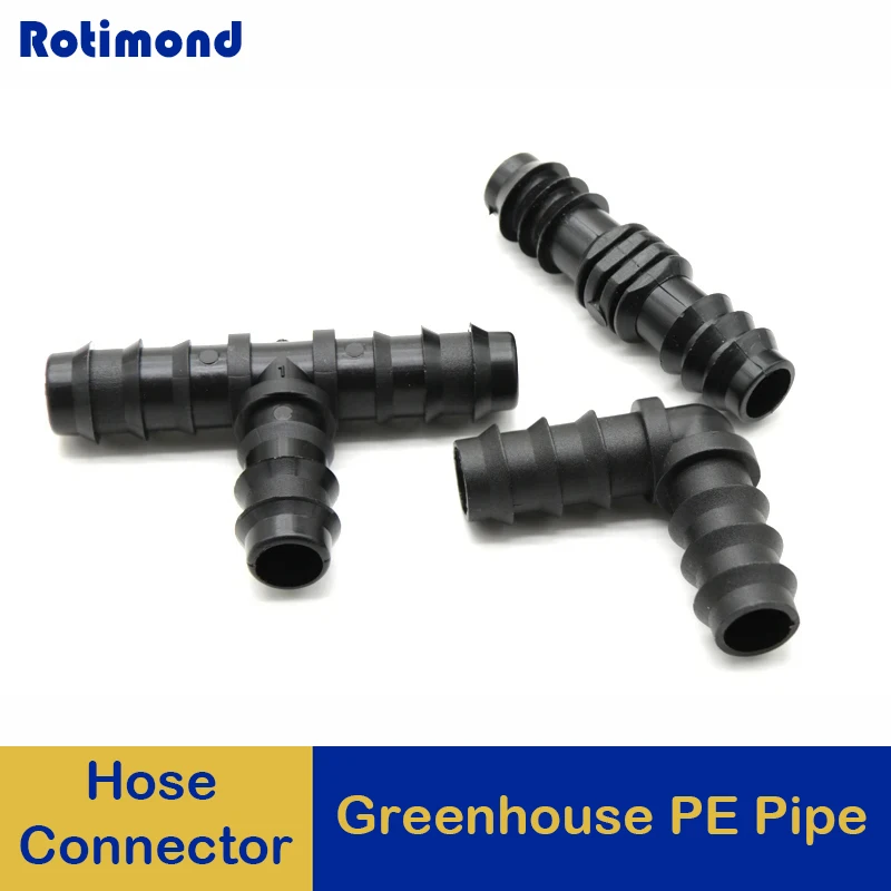 

10pcs Greenhouse PE Pipe Tee Straight Elbow Plug Irrigation Pipe Fitting Micro Spray Irrigation Accessories 16 20 25 mm