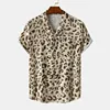 Fashion Leopard Print Summer Men's Shirts Casual Oversized Short Sleeve Fashion Single-Breasted Blouses Trend Tops Men Clothing 6