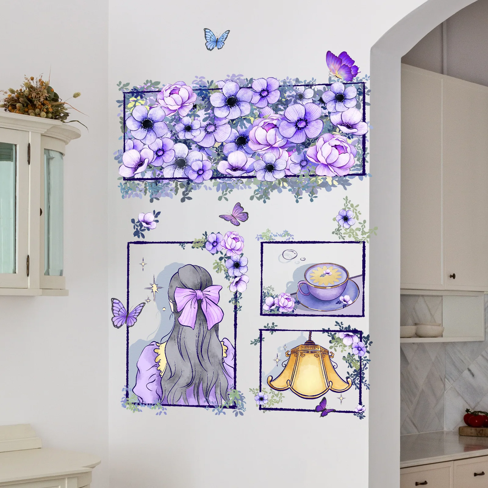 

Chambre Bebe Fille Purple Flower Girl Room Butterfly Decor Habitacion Infanil Wall Stickers Muraux Enfant Anime Papel De Parede