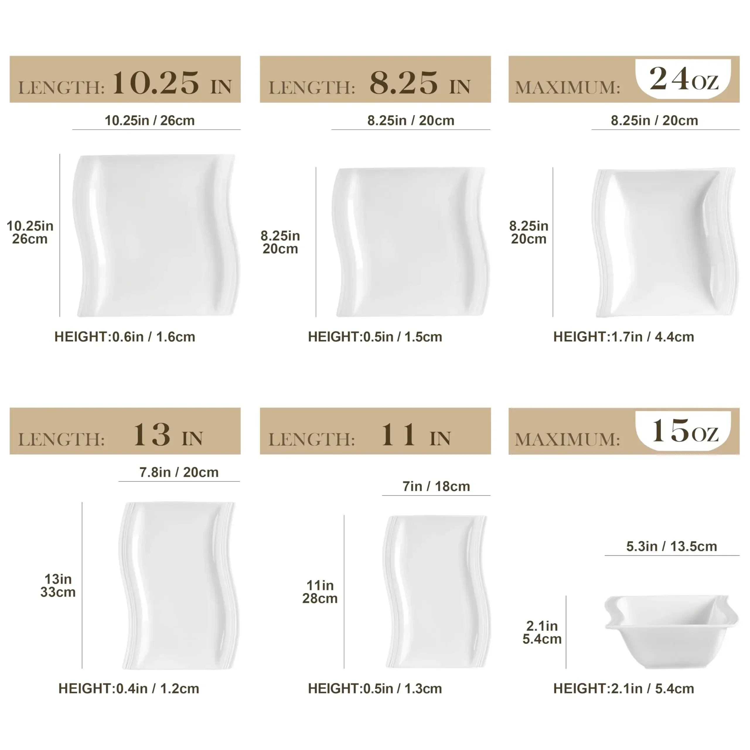 

MALACASA Plates and Bowls Sets, 26 Piece Ivory White Square Dinnerware Sets for 6, Porcelain Dinnerware Set with Dinner Plate Se