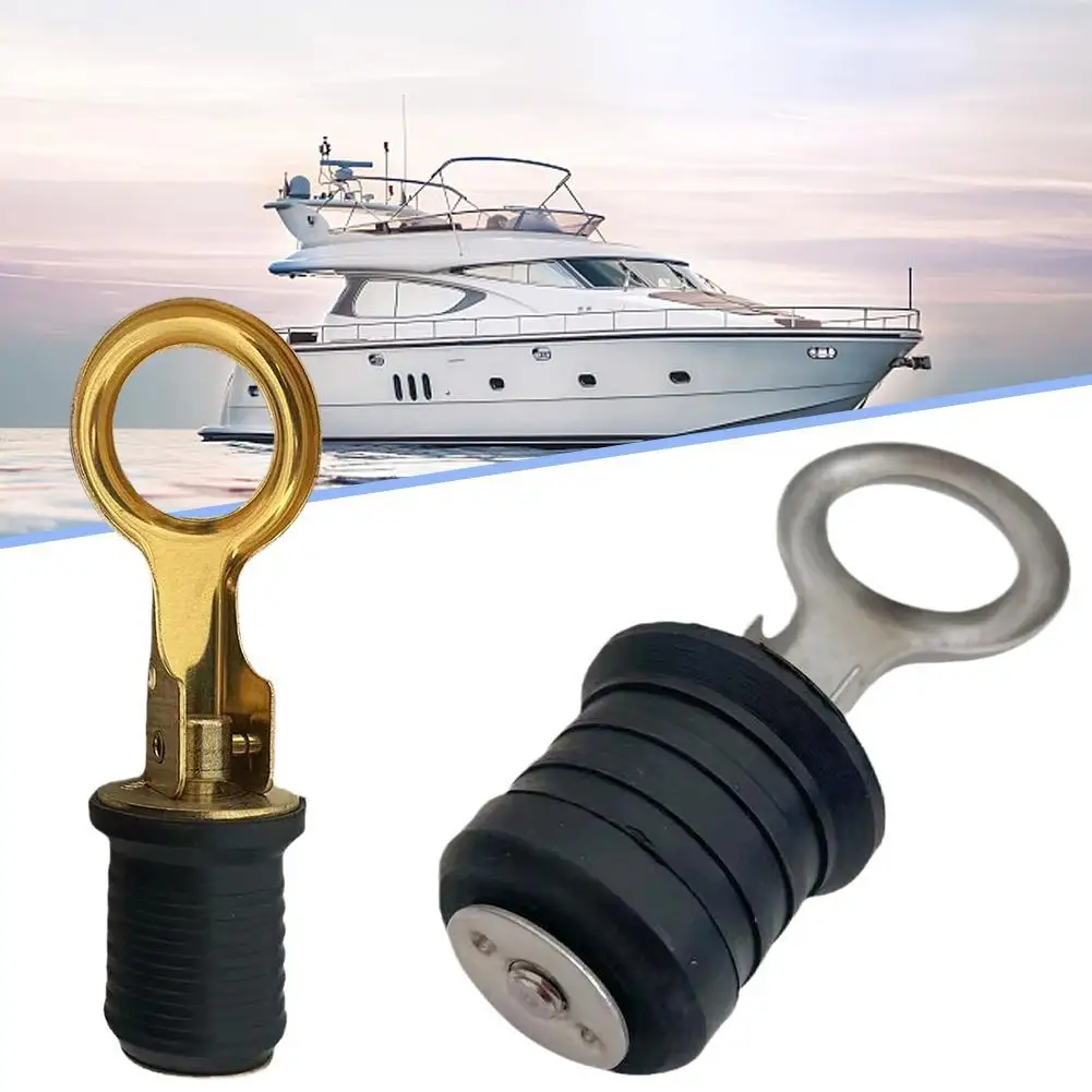 Marine Stainless Steel 304 Handle Rubber Drain Plug Snap Tight Flip