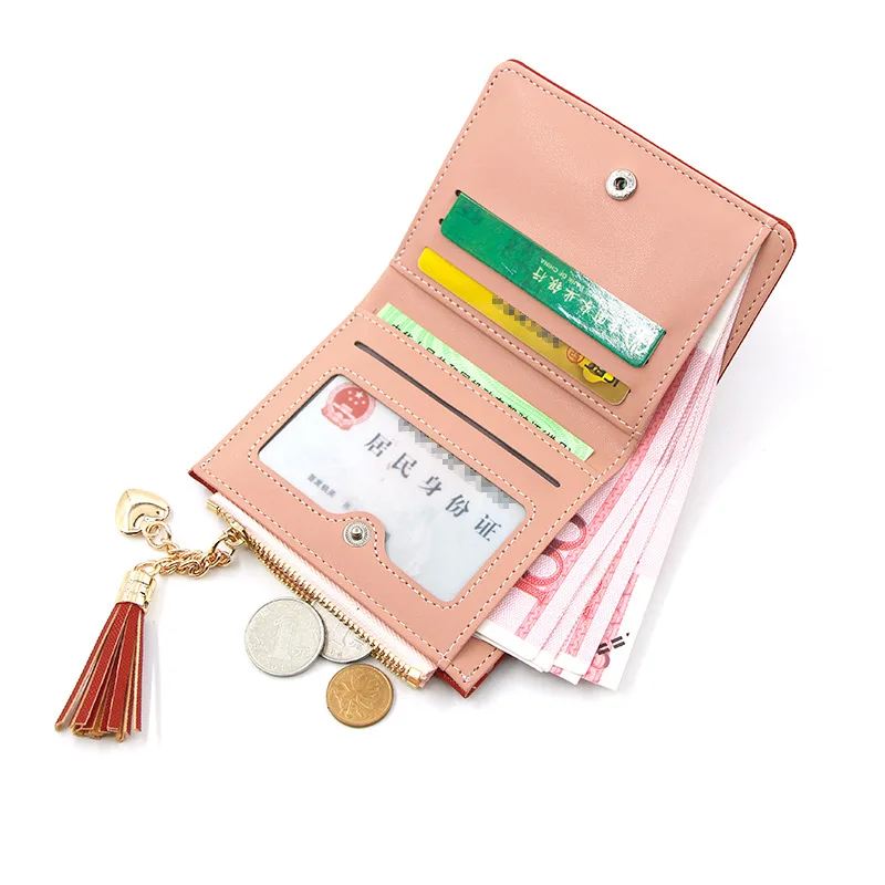 Tassel Women Wallet Small Cute Wallet Women Short Leather Wallets Zipper Purses Portefeuille Female Purse Clutch leather wallet women wallet card wallet zipper wallets women purse faux leather wallet
