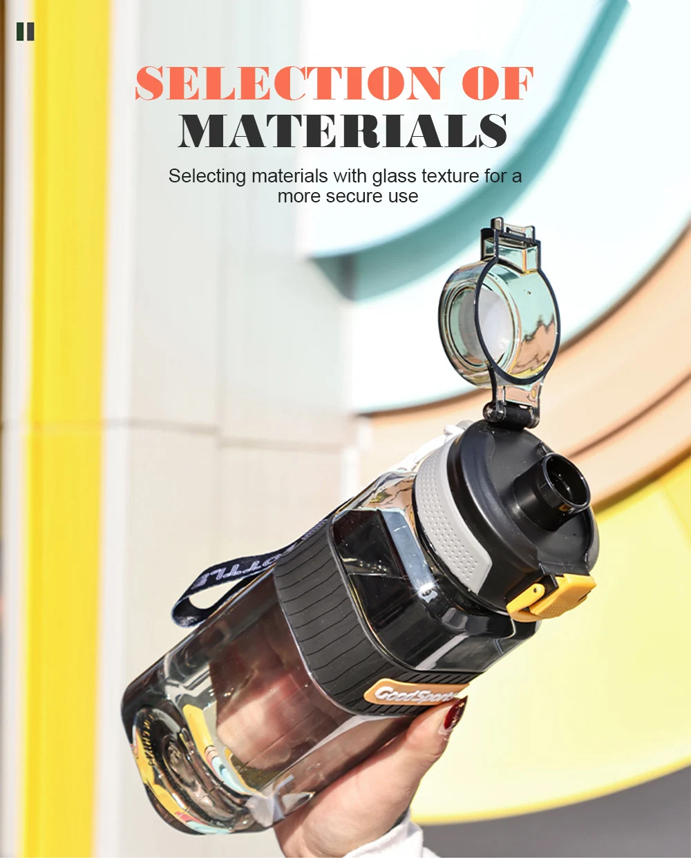 Description Picture 6 of item800ML Sports Water Bottle Large Capacity Plastic Cups Leakproof Drinking Bottle Portable Water Cup For Travel Outdoor Drinkware