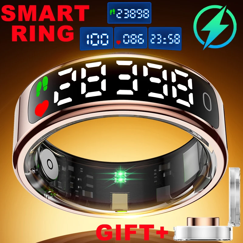 For Smart Ring Hd Screen Tiktok Control 5ATM Waterproof for Smartring forGalaxy Women Men Ring HeartRate Monitor 1