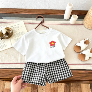 Set di Abbigliamento per Bambini da 1-6 Anni, T-shirt a Maniche Corte + Pantaloncini, Completo Casual in 2 Pezzi, Costume per Bambini, Tute Casual per Bambine