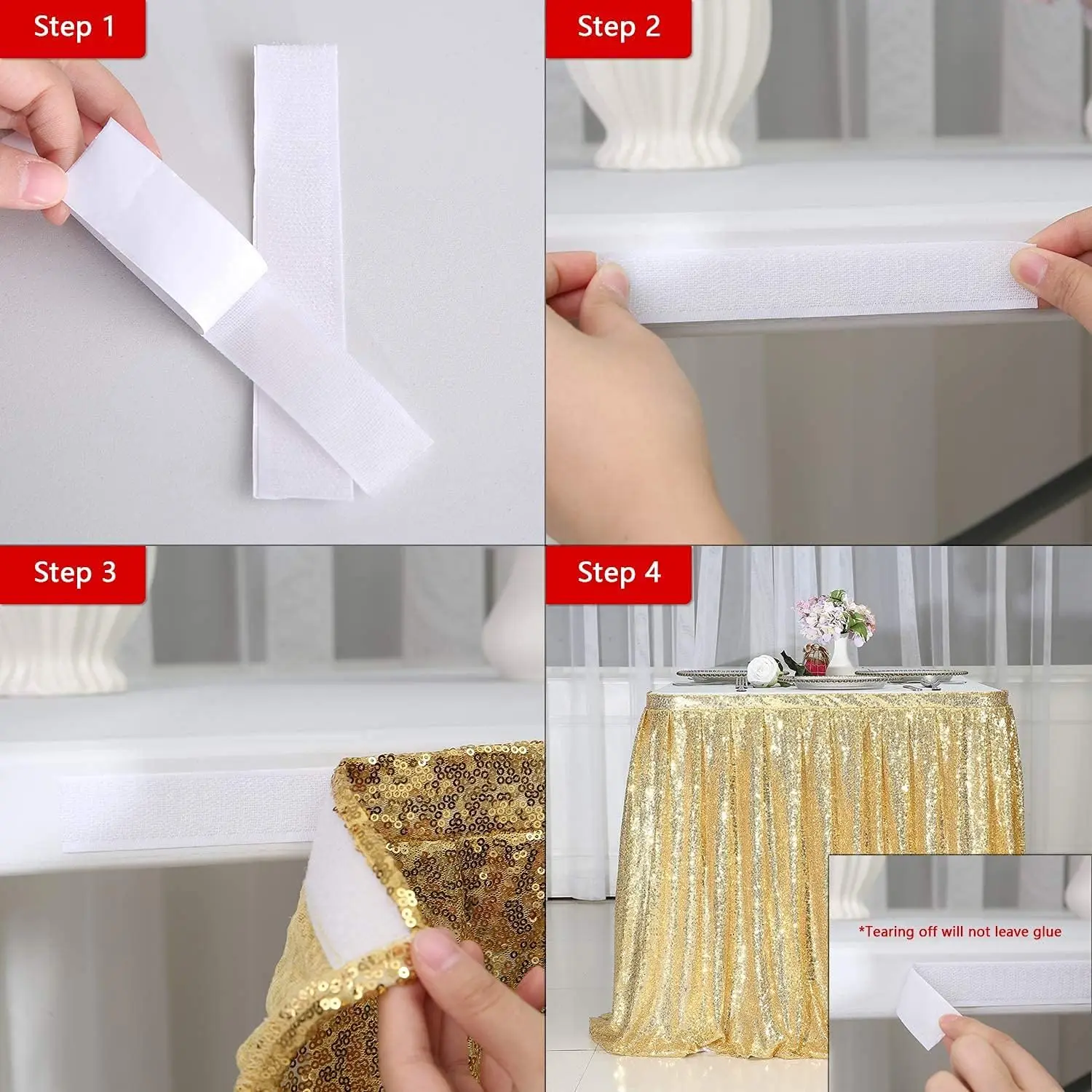 Spakly Draped drop Sequin Table Skirt for Birthday Party Baby Shower Dessert Table Wedding Cake Exhibition Reception