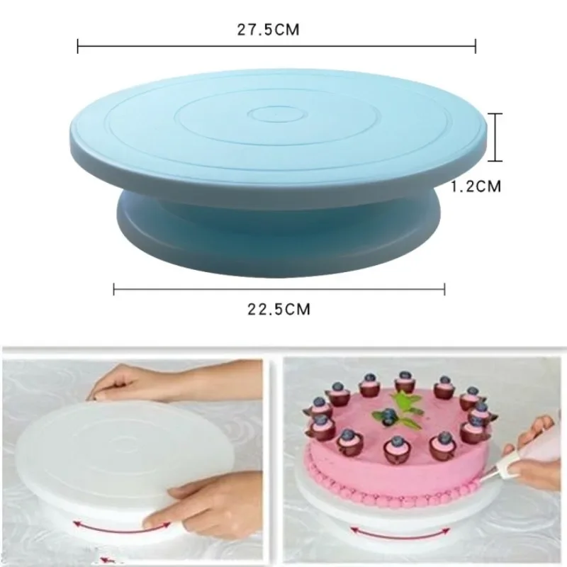 Cake Turntable Plastic Cake Plate Turntable Rotating Anti-skid Round Cake Stand Decorating Rotary Table Kitchen DIY Pan Baking Tool