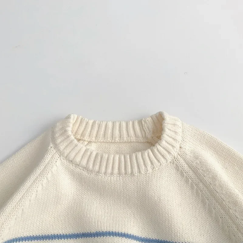 2025 Spring New Children Long Sleeve Striped Sweater Cotton Boys Girls Loose Knitted Pullover Baby Casual Sweater Kids C_voghion.com