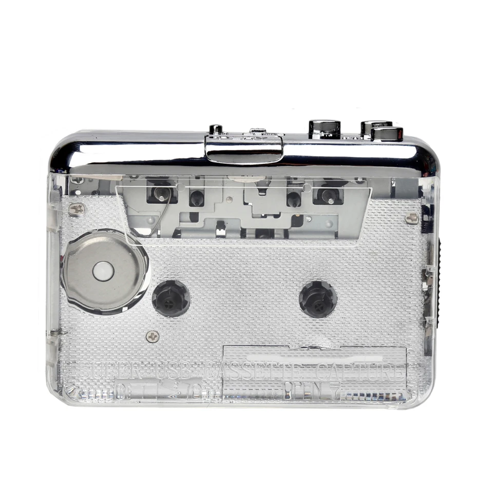 TON010 Cassette Player Portable Tape Recorder To Mp3 Full Transparent Shell USB Cassette Capture To MP3 Format Tape Music Player