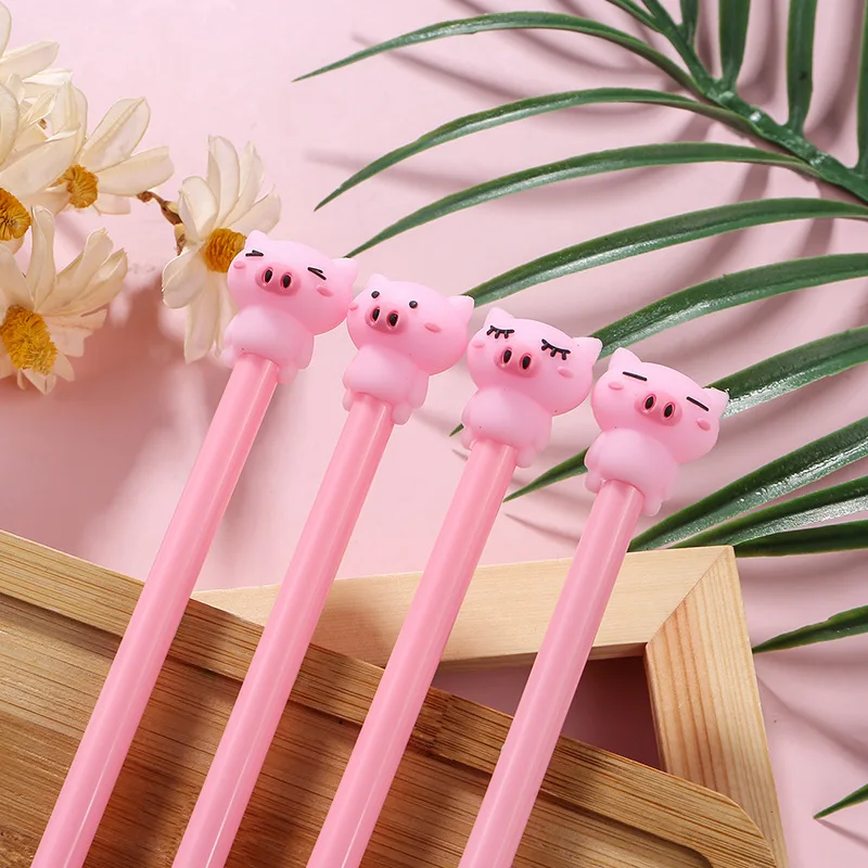 

10Pcs/Lots Cute Piggy Creative Gel Pen Cartoon Kawaii Pink Pig 0.5mm Black Ink Pen Office Pink School Supplies Stationery