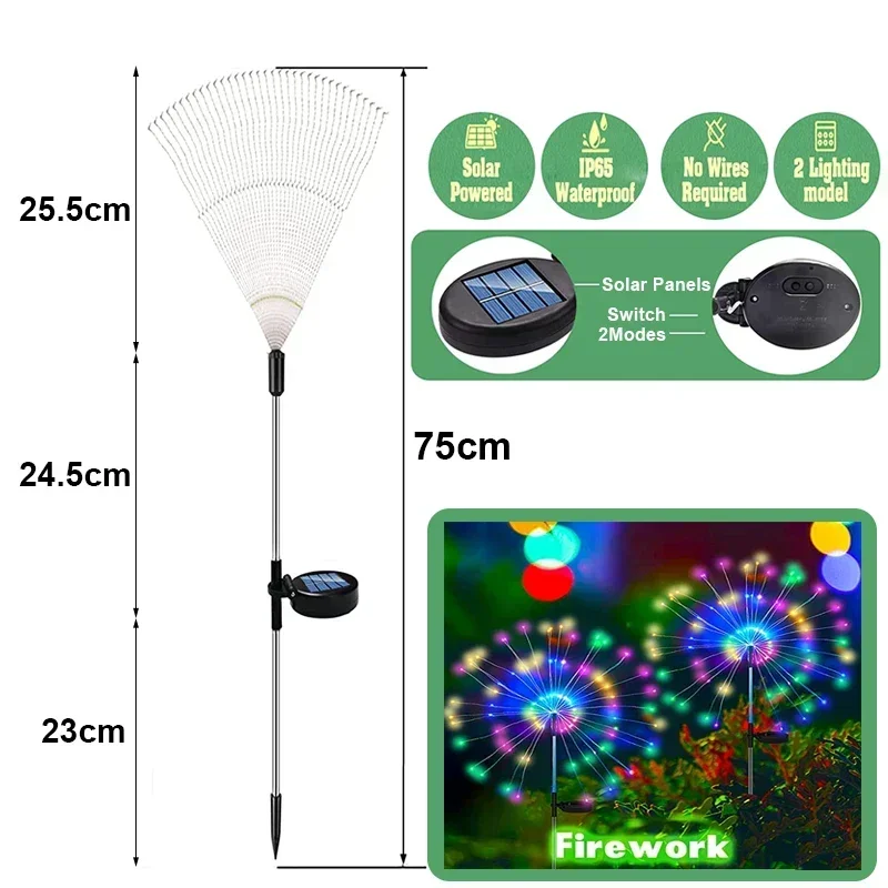 90/120LEDs Solar Garden Lights Solar Firework Lights Outdoor for Pathway Party Wedding Decorative Christmas solar lights garden light solar decoration light