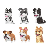 Linkgo Connection Building Blocks Collie Husky Bulldog Corgi Schnauzer 3D Model Animal Dog Mini Bricks Figure Toys For Kid Gift 2