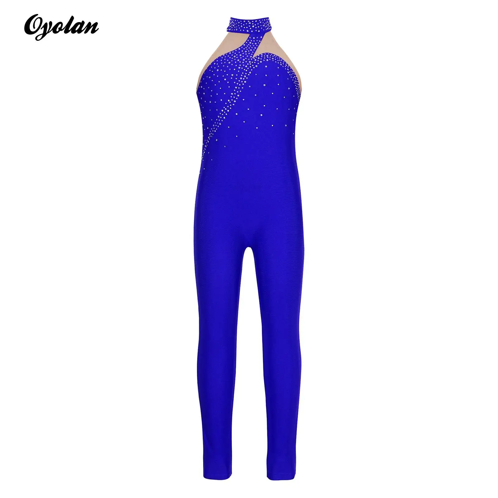 

Teens Girls Rhythmic Gymnastics Jumpsuits for Figure Skating Shiny Rhinestone Kids Shiny Rhinestone Bodysuit Unitards Costume