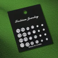 12 Pairs Set Stainless Steel Stud Earrings with Zircon Buds Round Earrings Unisex Fashion Jewelry Gifts - Image 4