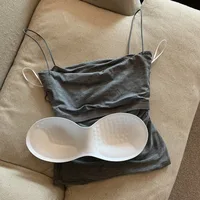 Camisole sexy sans couture pour femmes, sous-vêtements en Y, bretelles fines, dos glacé, confort, bralette rembourrée, plis, débardeurs initiés, été 6