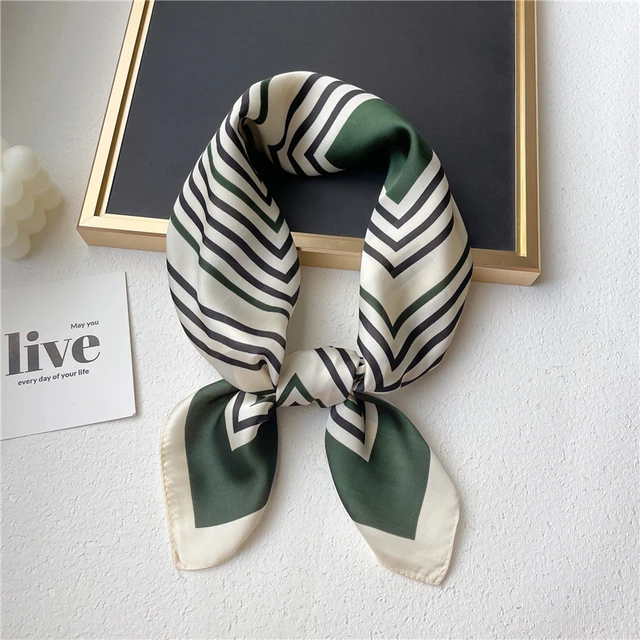 Plaid Silk Square Scarf Women Satin Shawl Wrap Hijab Female Hair Band  Wrist Luxury Headkerchief 70*70cm Echarpe 2022 Bandana FJ471-3