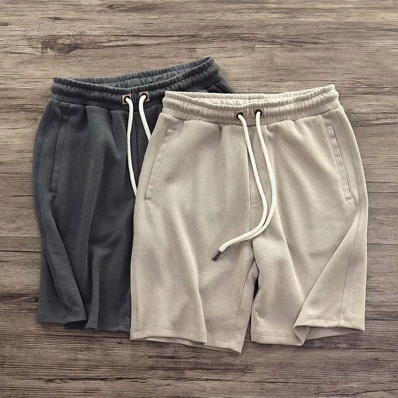 

Knitted Shorts Men's Japanese Retro Cotton Old Lazy Elastic Waist Sports Loose Casual Five-Piece Trousers Men