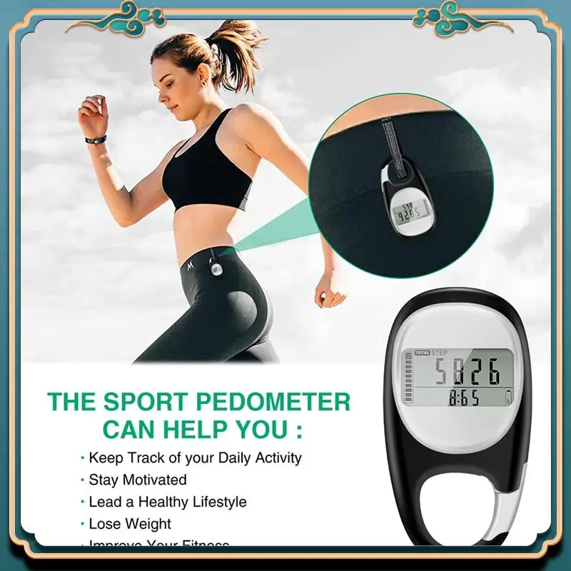 Pedometer For Walking, Portable Walking Pedometer 3D Step Counter, Simple Electronic Steps Tracker With Carabiner Easy To Use