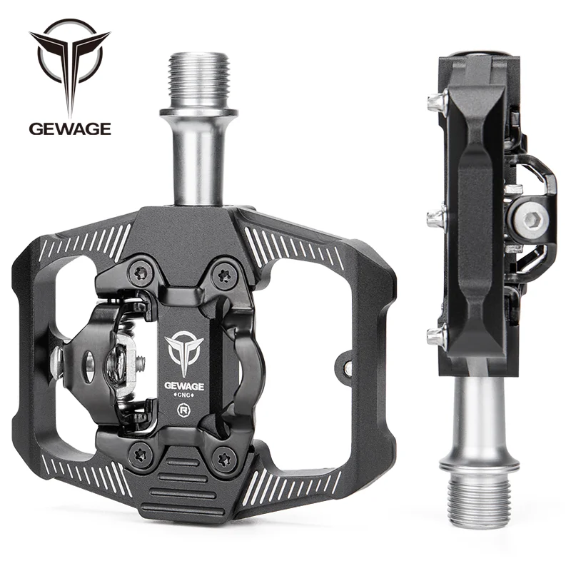 Gewage 2 In 1 Spd Bicycle Selflocking Pedal/flat Bike Pedal For Mtb/road Aluminum Antislip 3