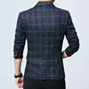 Autumn Men's Plaid Single Western-style Blazer Slim Fit Korean Youth Fashion Solid Color Simple Style Casual Wedding Suit 4