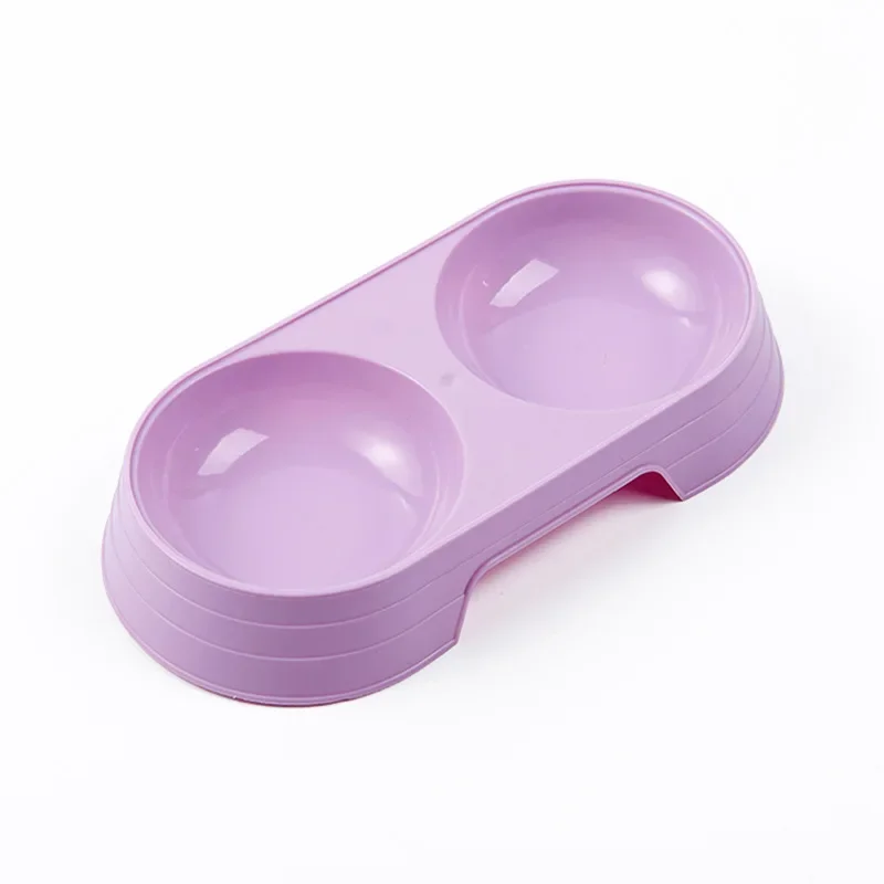 Dogs and Cats Feeding Double Bowl Macarons Plastic Feeding Bowl Double Bowl Pet Bowl Drinking Water Feeding 4