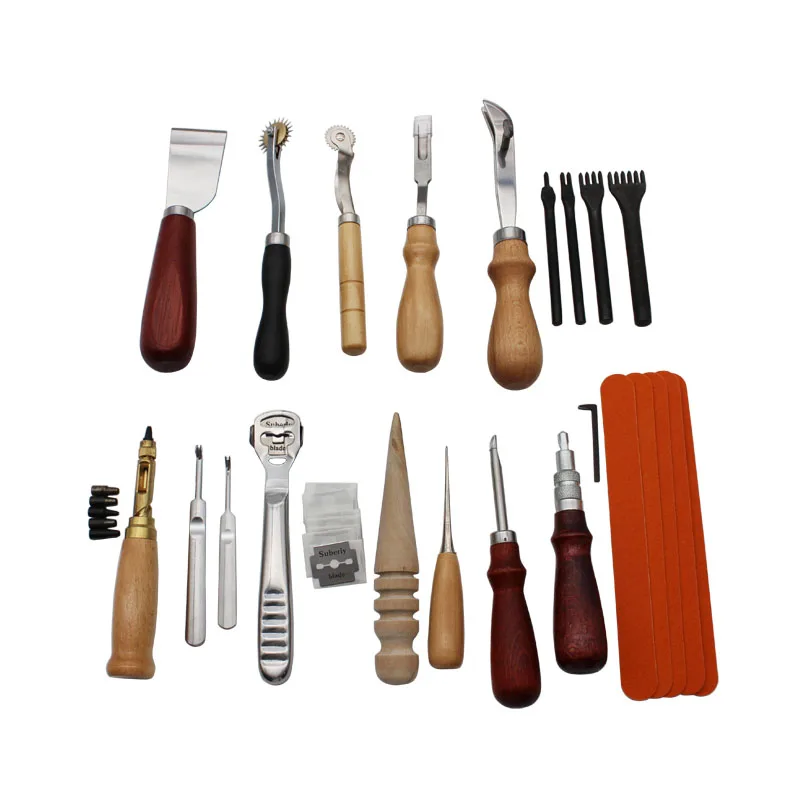 37pcs Leather Tools Kit Craft Hand Working Set Sewing Groover Beveler