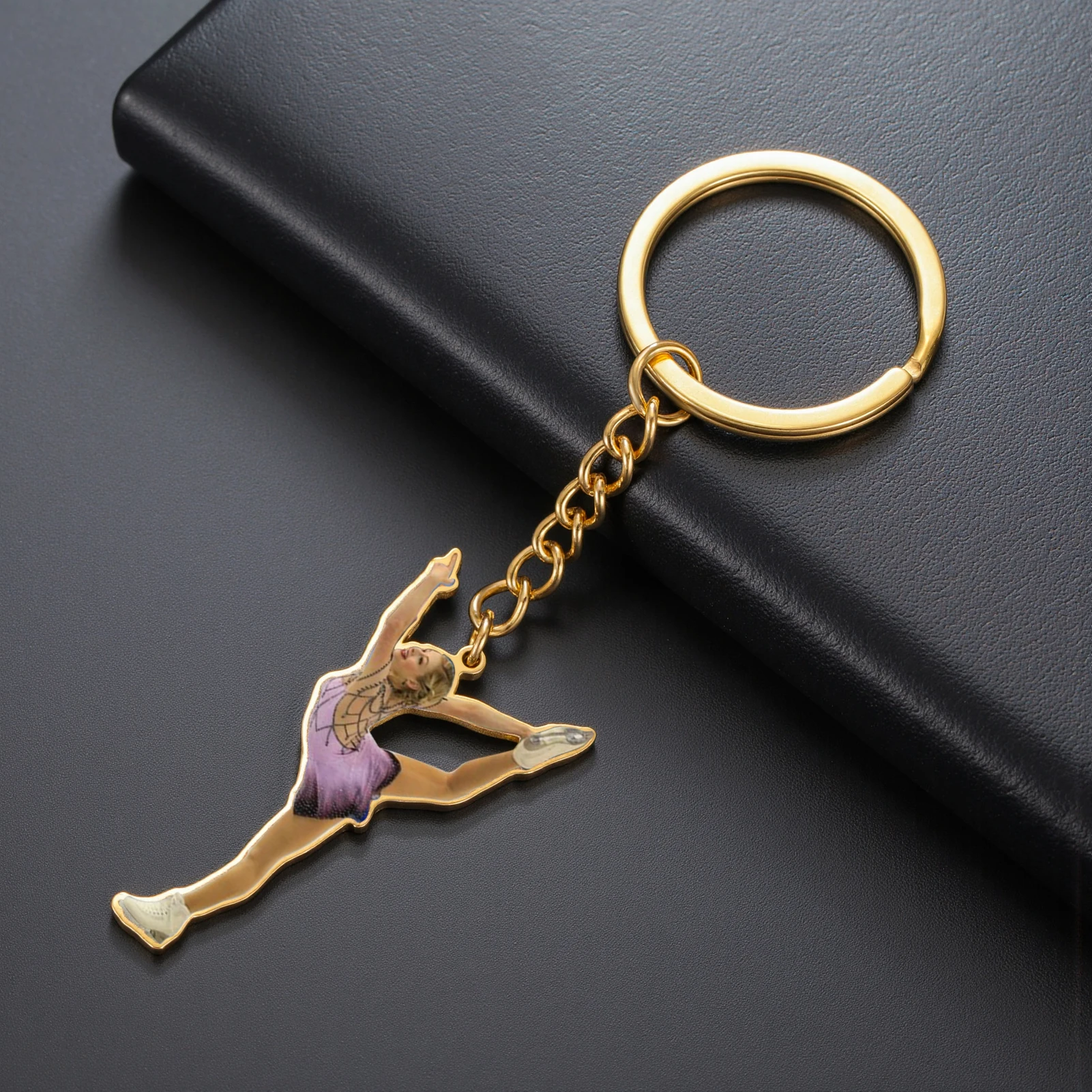 COOLTIME Bunter bedruckter Yoga-Schlüsselanhänger aus Edelstahl, stilvolles Sportzubehör, Unisex-Schmuck für Yoga-Enthusiasten – Detail 32