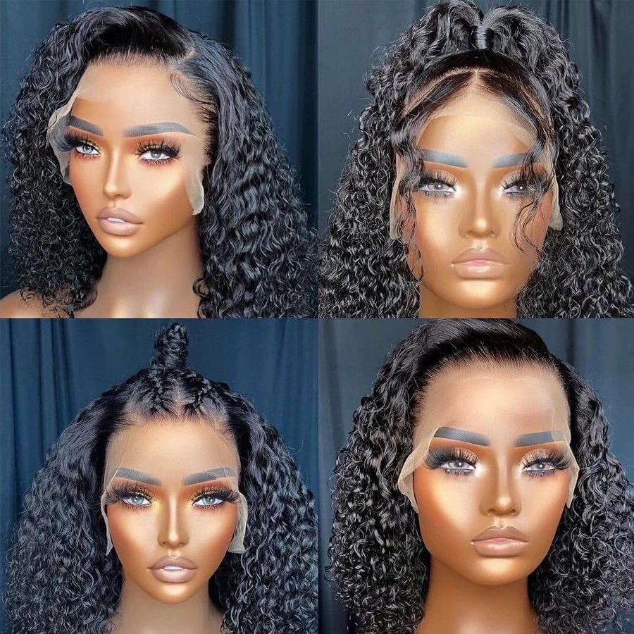 Lace Front Wig Short Curly Bob Brazilian Human Hair Lace Front Wigs 13X4 Lace Frontal 4x4 Closure Deep Wave Wig For Black Women 180 Density