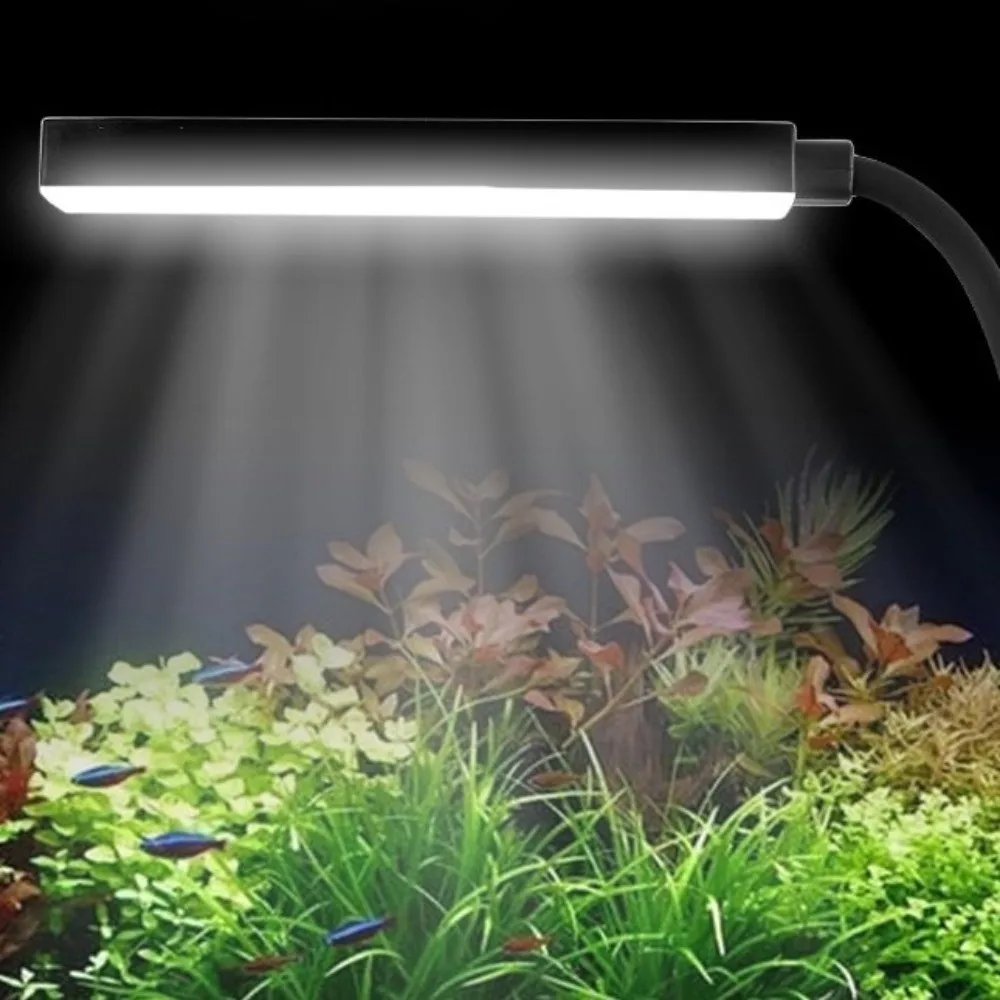 Dimmable Aquarium LED Light 360° Rotatable Super Slim Full Spectrum Grow Lamp High Brightness Clip-on Fish Tank Light