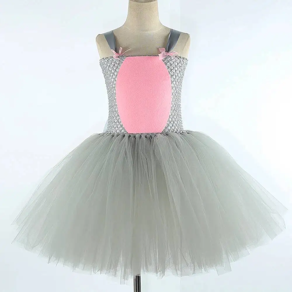 Disfraces de rata rosa y gris para niñas, vestido de tutú de