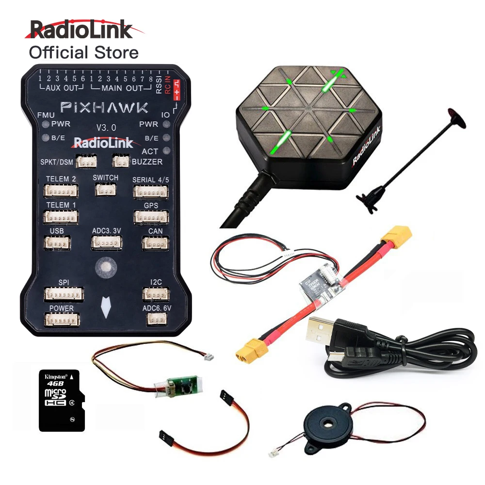 

Контроллер полета Radiolink Pixhawk PIX 2.4.8 APM 32 бит FC с GPS M8N SE100 для радиоуправляемого дрона квадрокоптера/6-8 Axis Multirotor