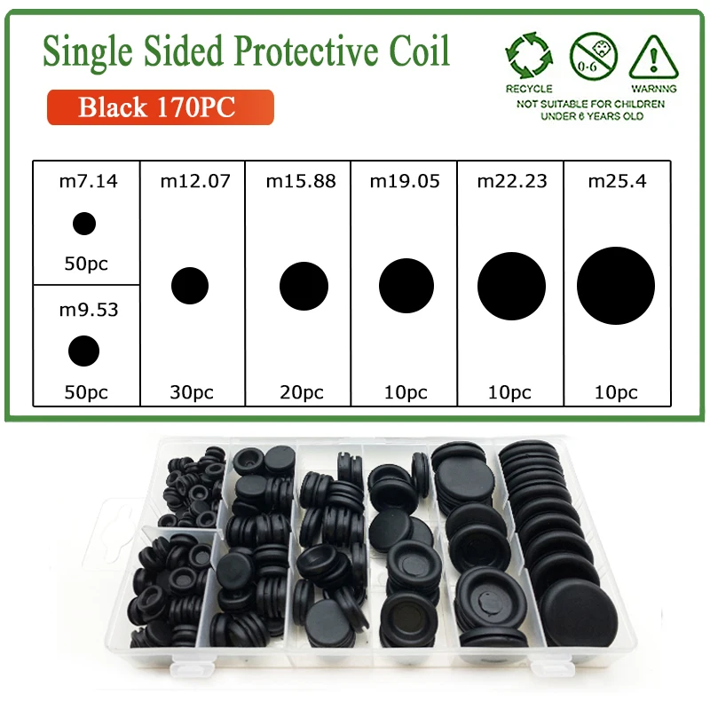 170pcs Rubber Grommet Assortment Firewall Hole Electrical Wire Grommet Gasket Kit for Wire Plug and Cable 7.4-25.4mm o ring