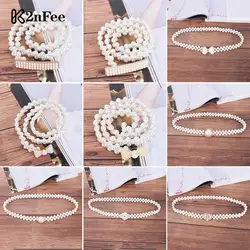 Bridal Crystal Wedding Elegant Pearls Belt Rhinestones Faux Pearl Dress Belt Elastic Belt Sash Female Girls Dresses Accessories
