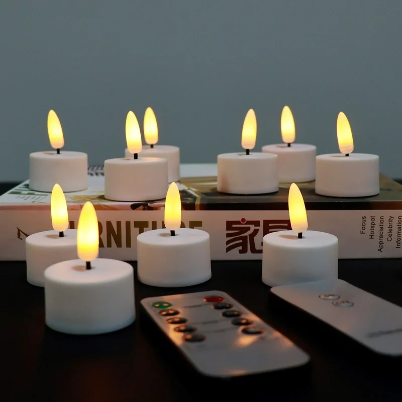 12PCS LED Candle Light remote control Simulation Candle Smokeless Tea Light WarmWhite Flash Holiday Birthday Wedding Party Decor