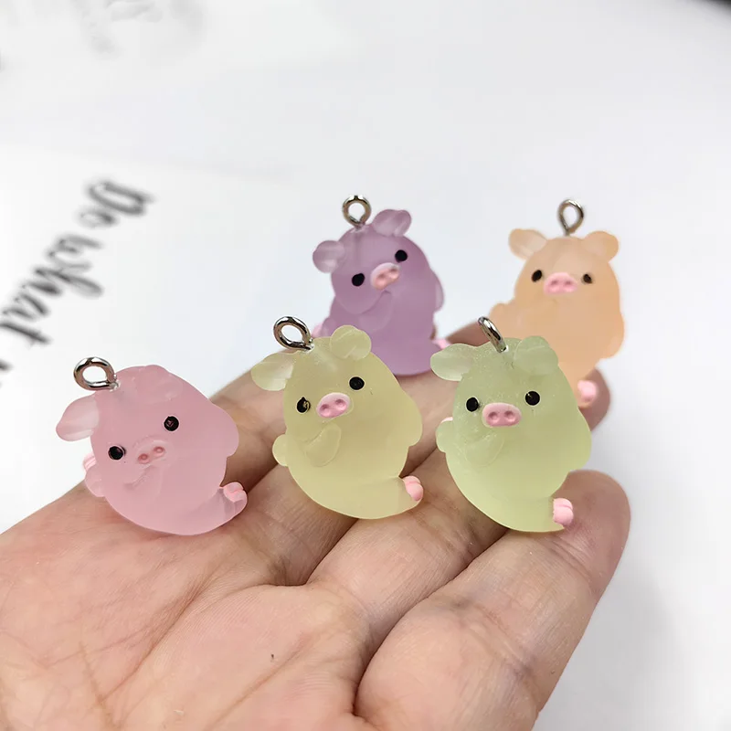 10pcs Kawaii Luminous Bear Cute Charms for Jewelry Making Resin Glow Animal  Resin Pendant Diy Earring Keychain Findings - AliExpress