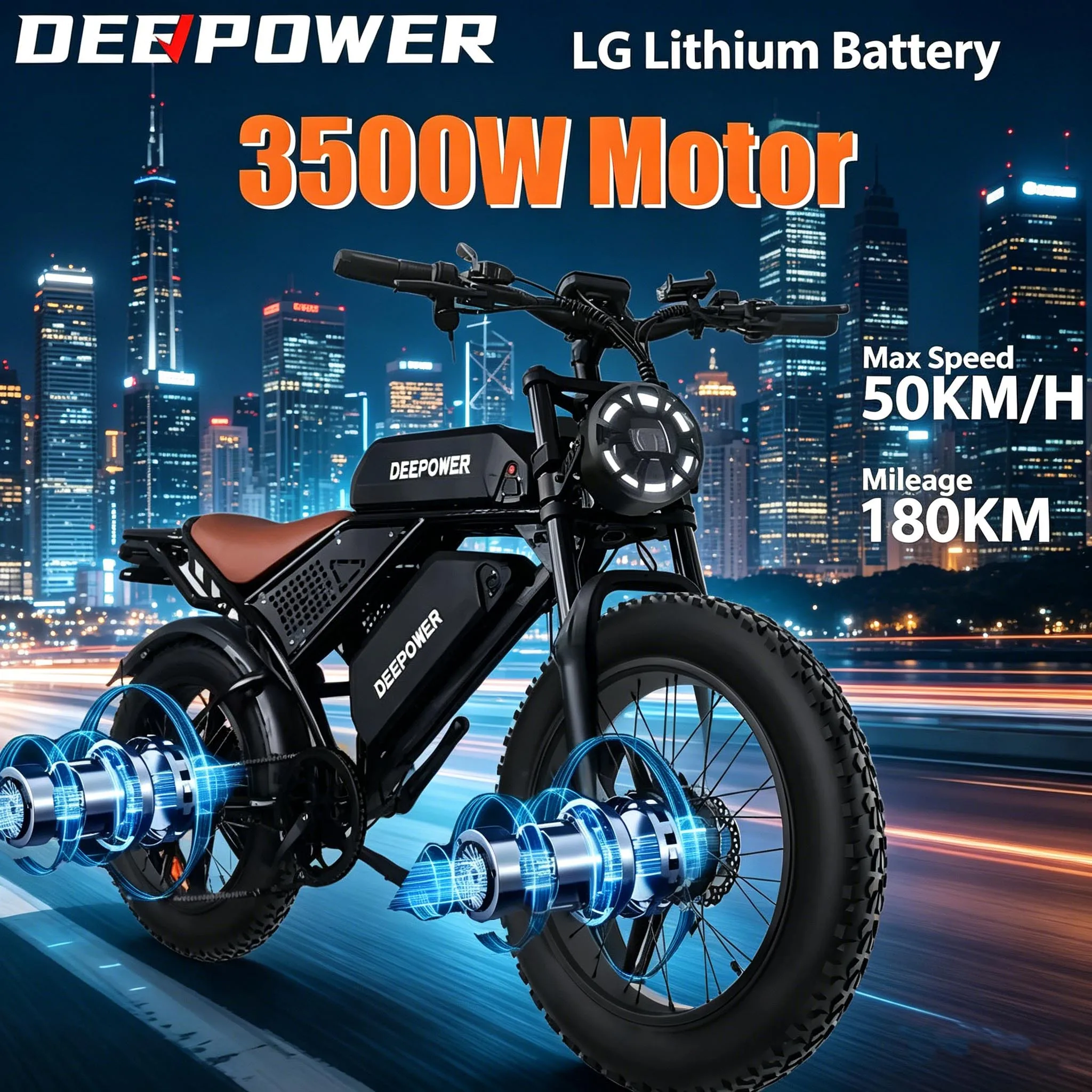 Bicicletta elettrica da montagna 3000W a doppio motore 48V60, pneumatici larghi, per adulti, adatta a neve e deserto. - immagine 2