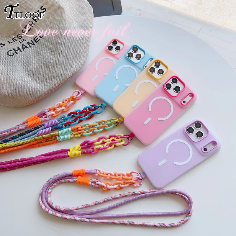 Magnetic Phone Case with Crossbody Strap and Lanyard - Magsafe Soft Cover
