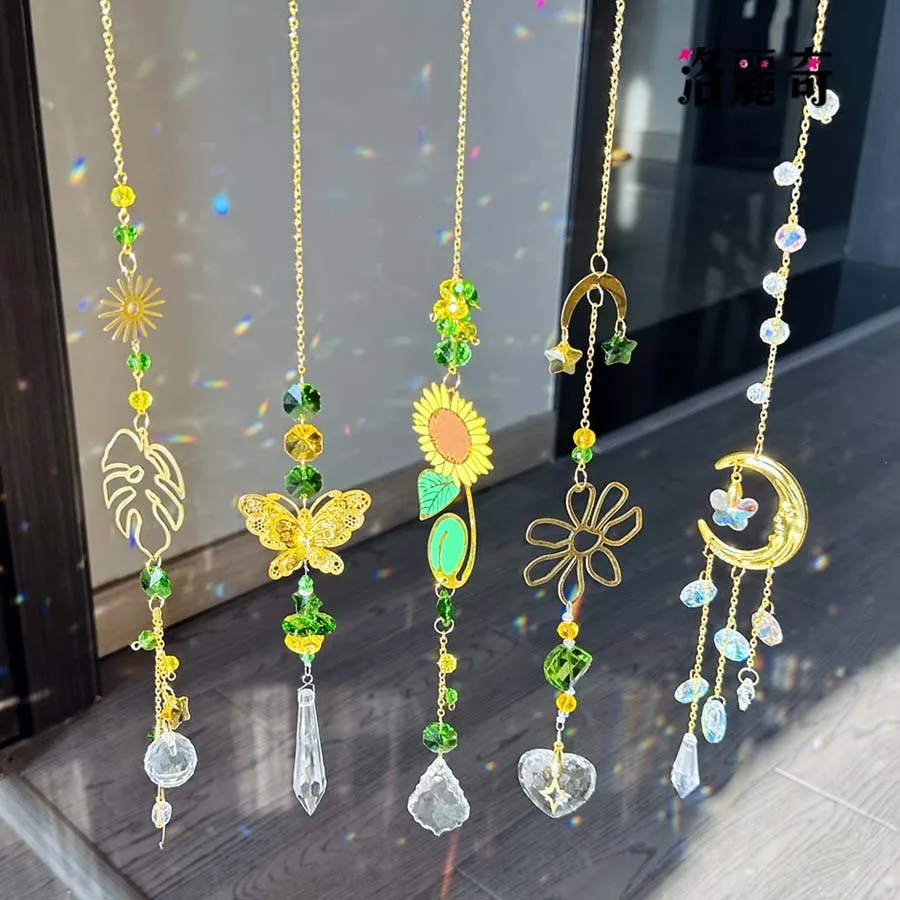 Suncatcher for Windows Hanging Crystals Prisms Sun Catchers Butterfly Sunflower Ornament Indoor Outdoor Garden Patio Decor Gift sun catcher sun catchers window ornament