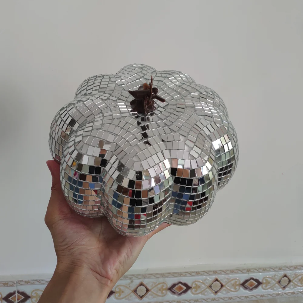 Pumpkin Disco Ball Halloween Party Home Decor Photography Props Ornaments Mirror Glass Pumpkins - Image 5