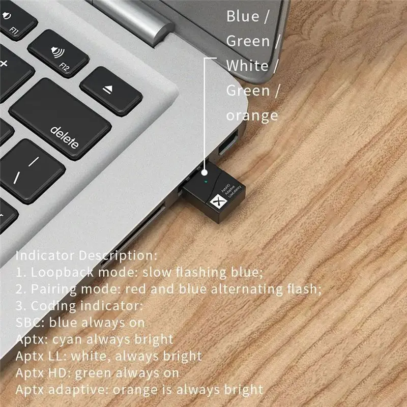 E-Easy To Use-APTX HD LL 저지연 블루투스 5.2 무선 오디오 어댑터 USB 송신기 PS용 핸즈프리 통화 기능