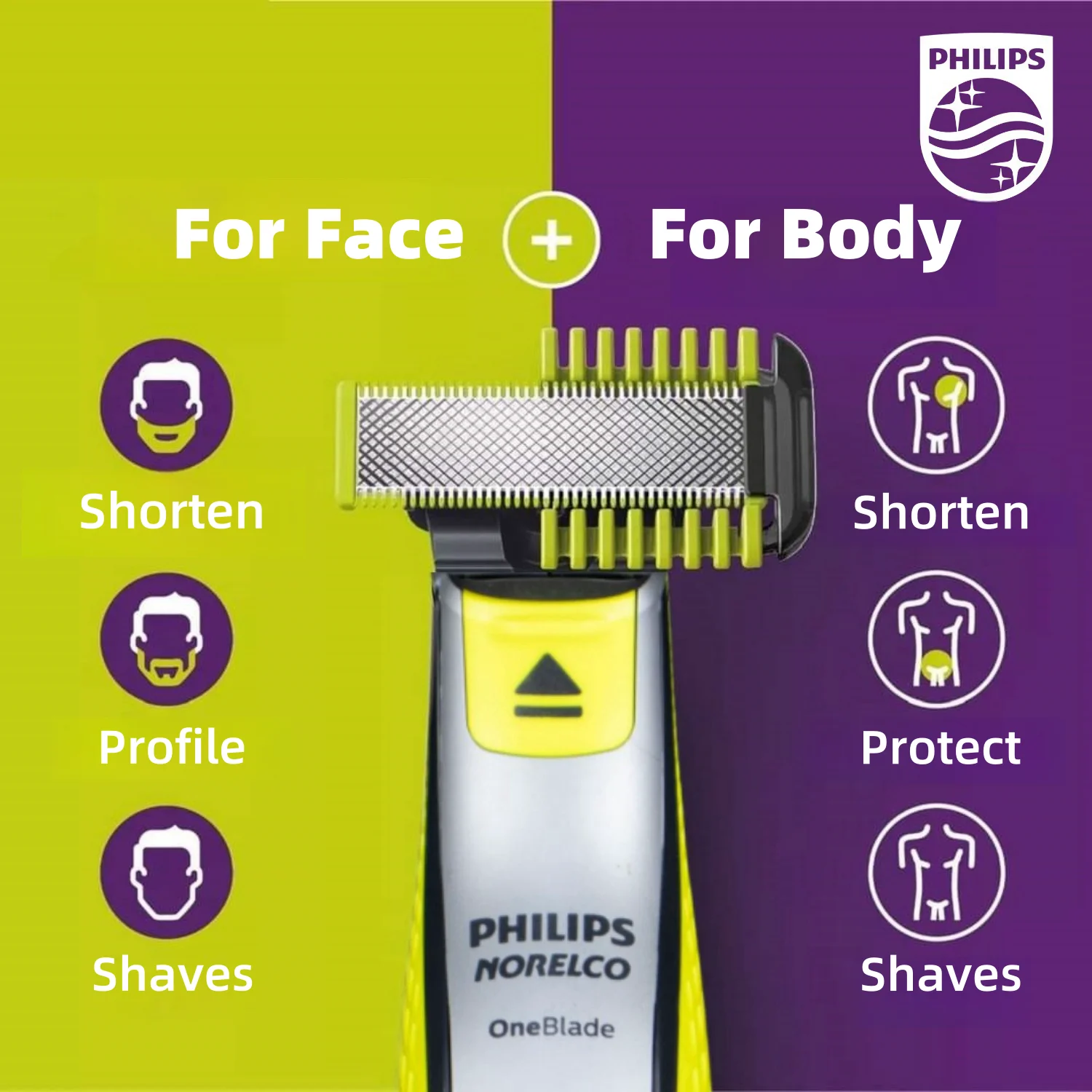 Philips Norelco OneBlade QP2630 Electric Shaver Wet & Dry Double Sided Blades Contour-following technology