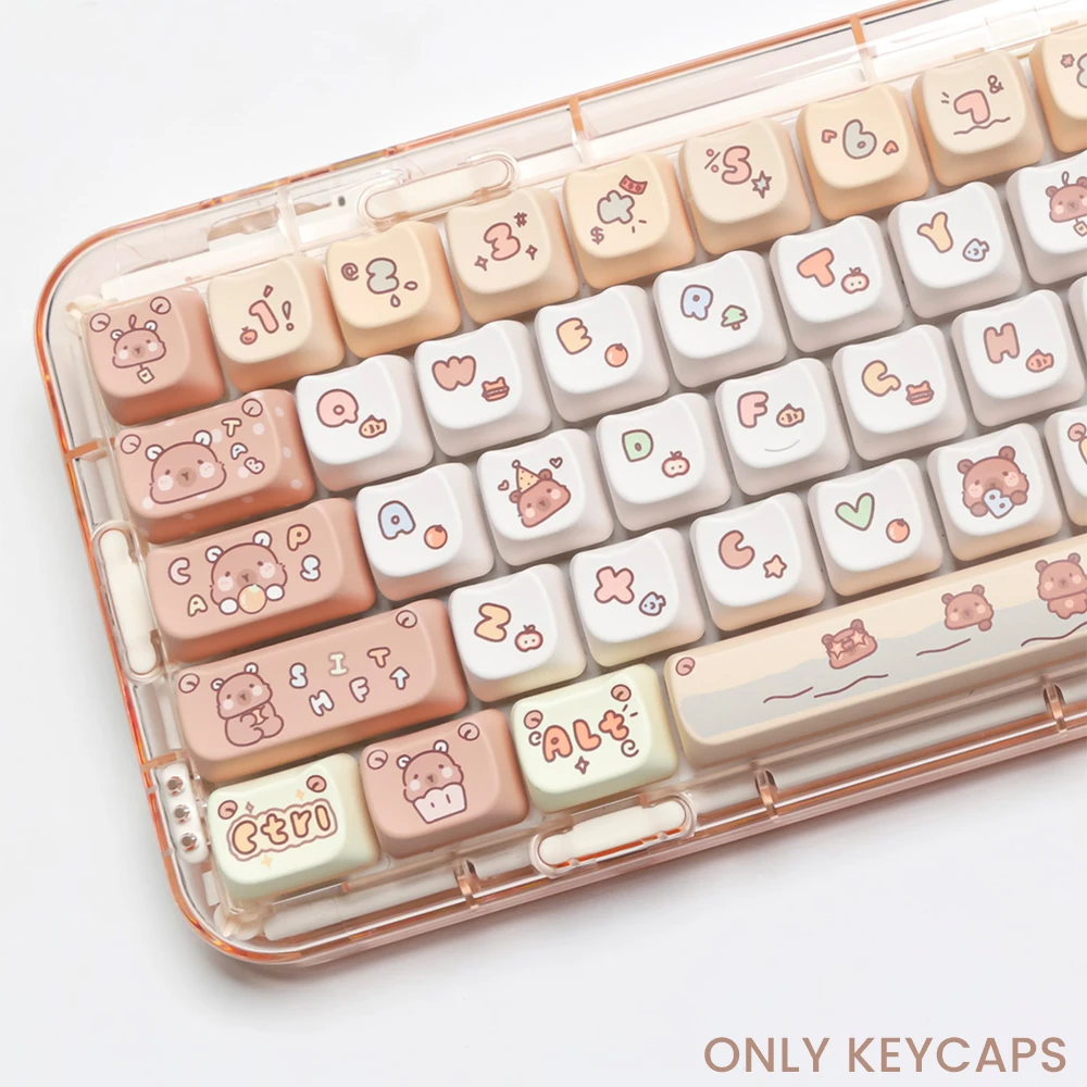 

134Keys MAO Profile Keycaps Cat Shape Cartoon Bear Theme PBT Dye Sublimation Key Caps for 61/84/75/104 Keys Mechanical Keyboard