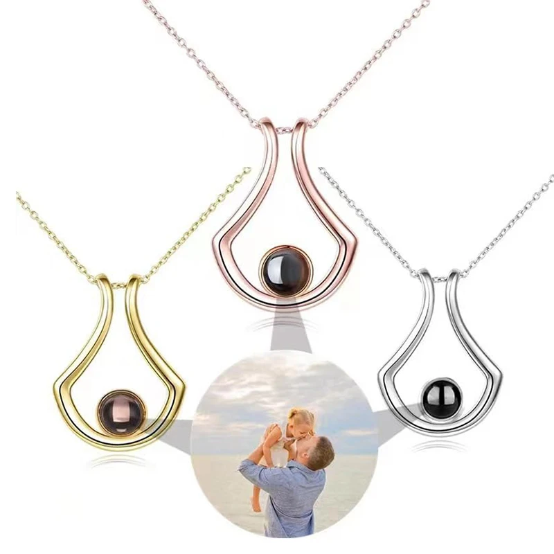 

Personalized Picture Projection Necklace for Women Stainless Steel Custom Photo Necklace Birthday Anniversary Memorial Gifts