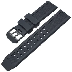 Black Silicone Diving Sport Watch Strap with Stainless Steel Buckle, 23mm - 23mm (Black buckle)